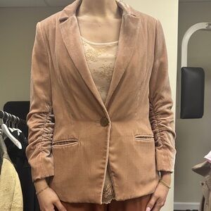 DREW Dusty Rose Velvet Single-Button Blazer